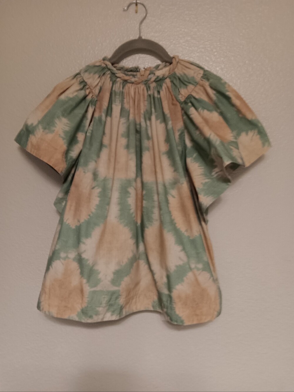 ULLA JOHNSON Kaya 100% cotton flutter sleeve top, size 0